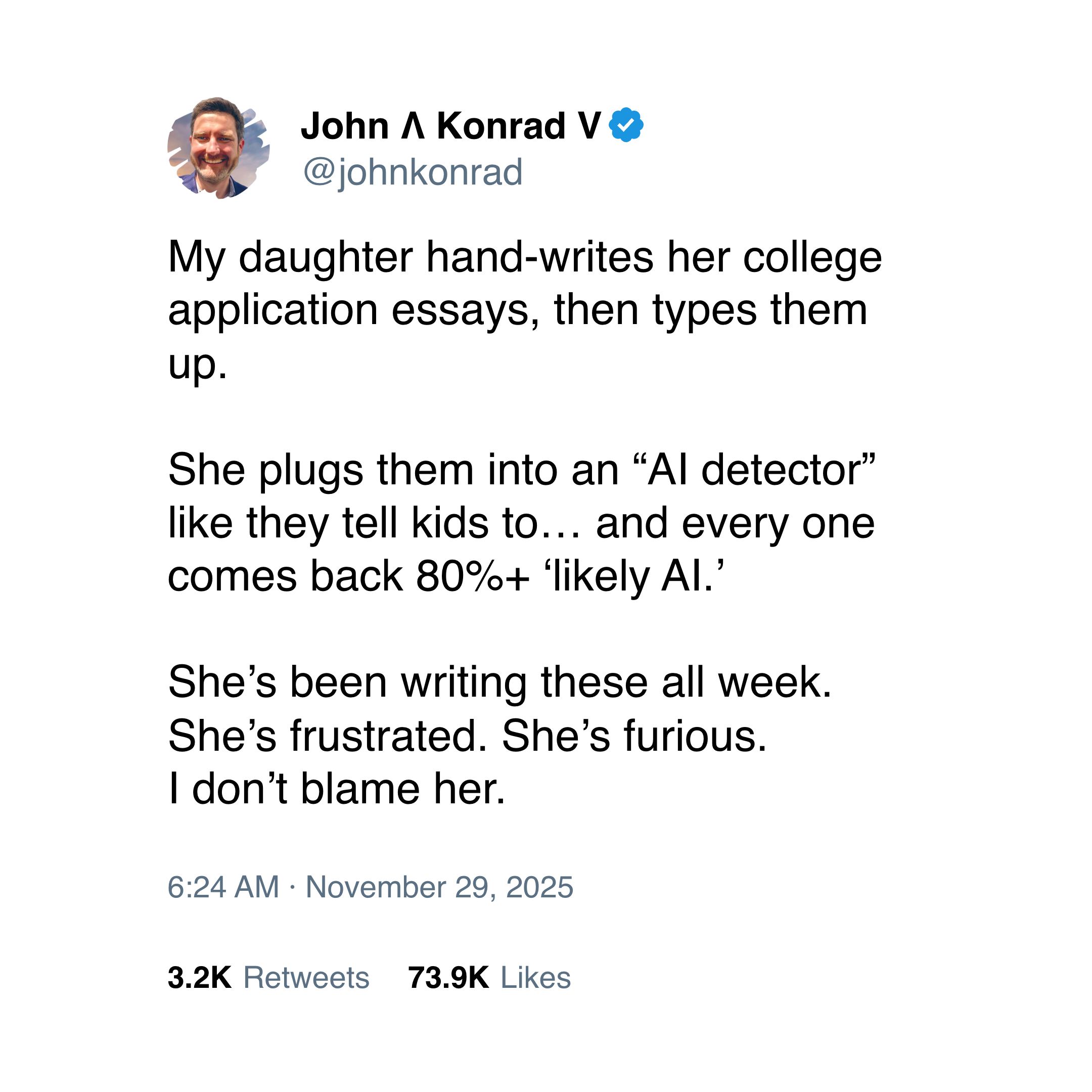 Tweet about AI-generated content